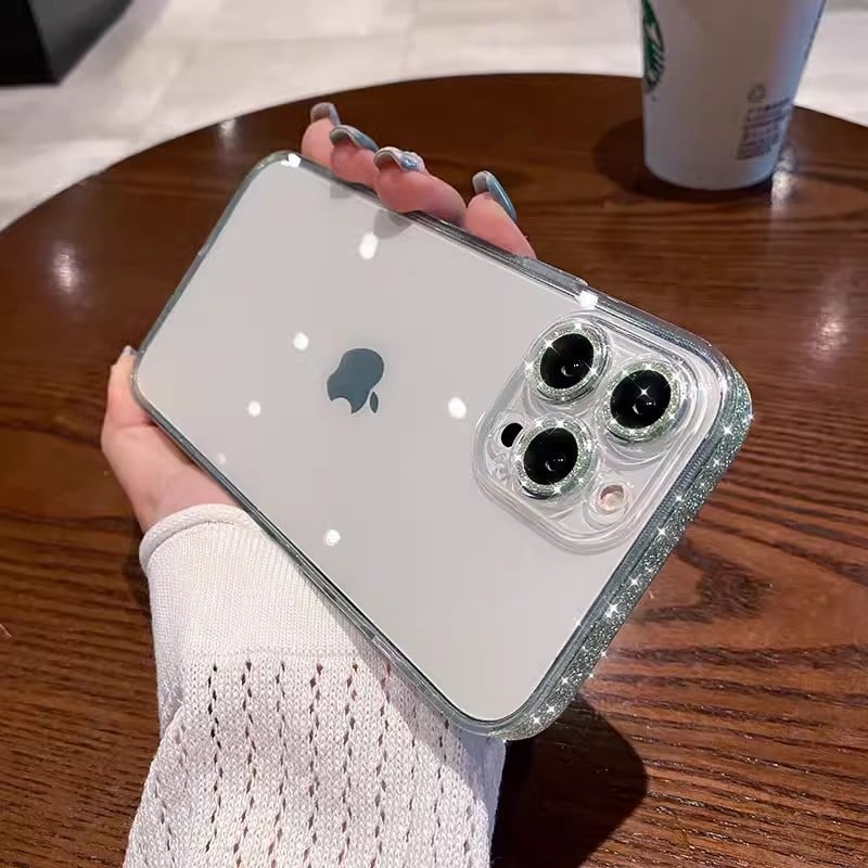 Side Sparkly Clear iPhone Case With Camera Protector