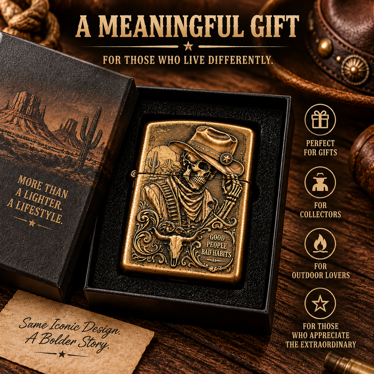 Skeleton Cowboy | Vintage Collector Lighter- BUY 2 FREE SHIPPING