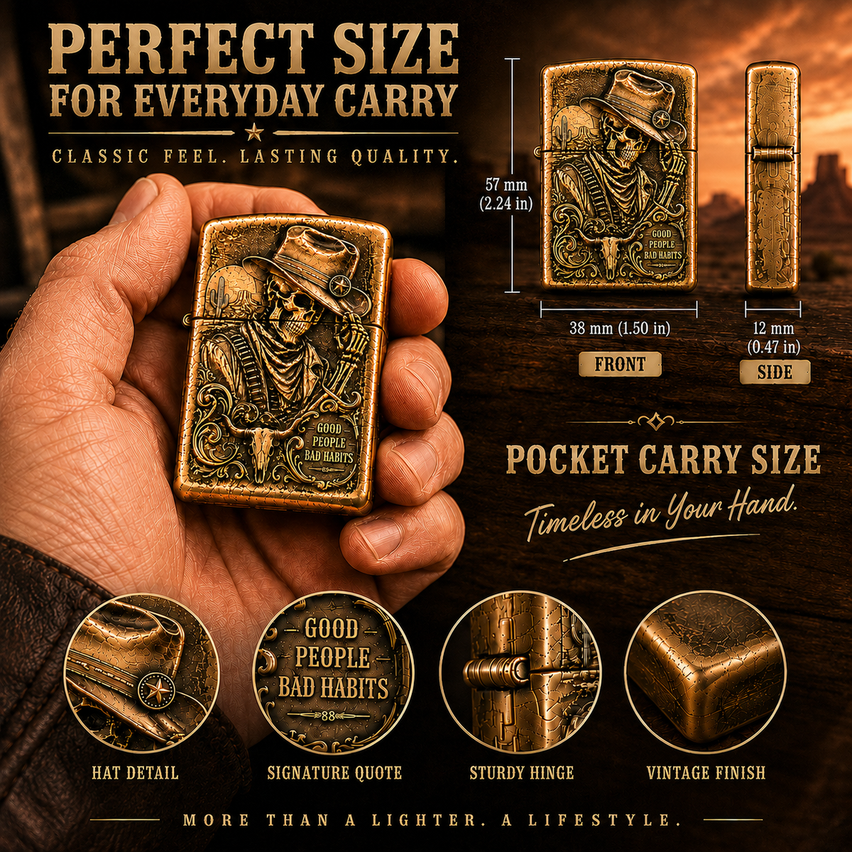 Skeleton Cowboy | Vintage Collector Lighter- BUY 2 FREE SHIPPING