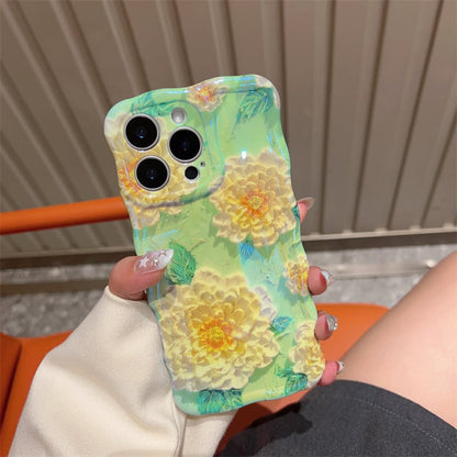 🔥Colorful Retro Oil Painting Print Flower Apple Phone Case