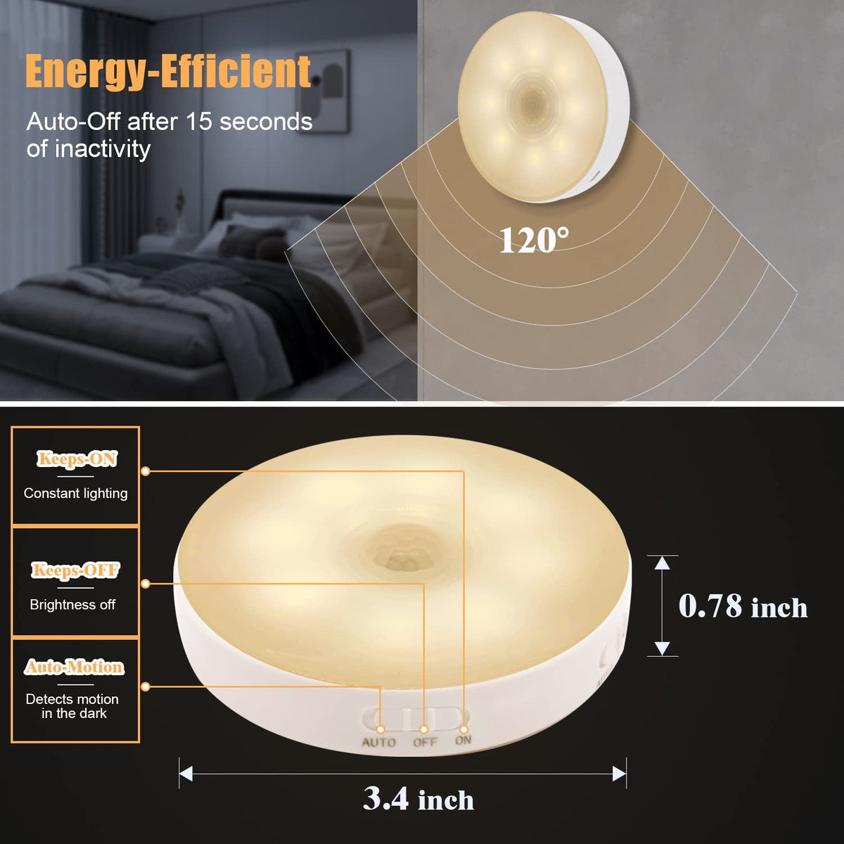 2/3/5 Pack 8LEDs Rechargeable Motion Sensor Night Lights