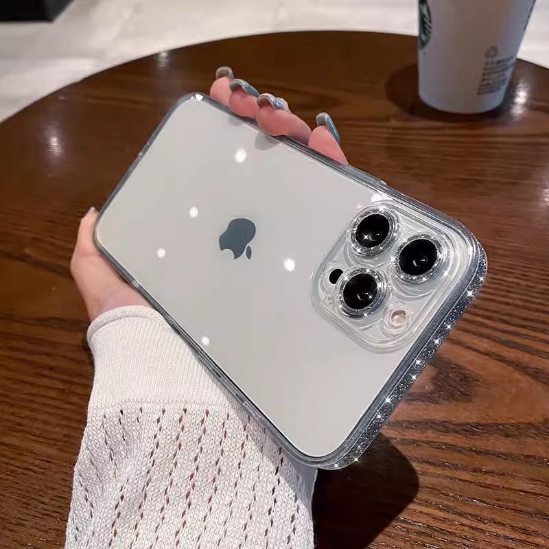 Side Sparkly Clear iPhone Case With Camera Protector