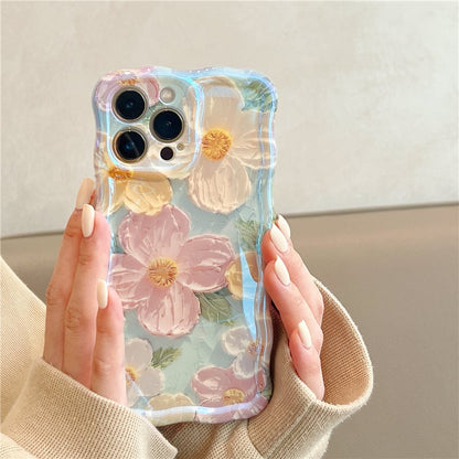 🔥Colorful Retro Oil Painting Print Flower Apple Phone Case