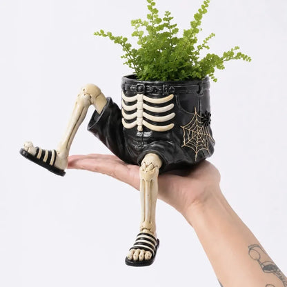 💀🎃Halloween Whimsical Hanging Leg Planter Hand-Painted Resin Succulent Pot💐