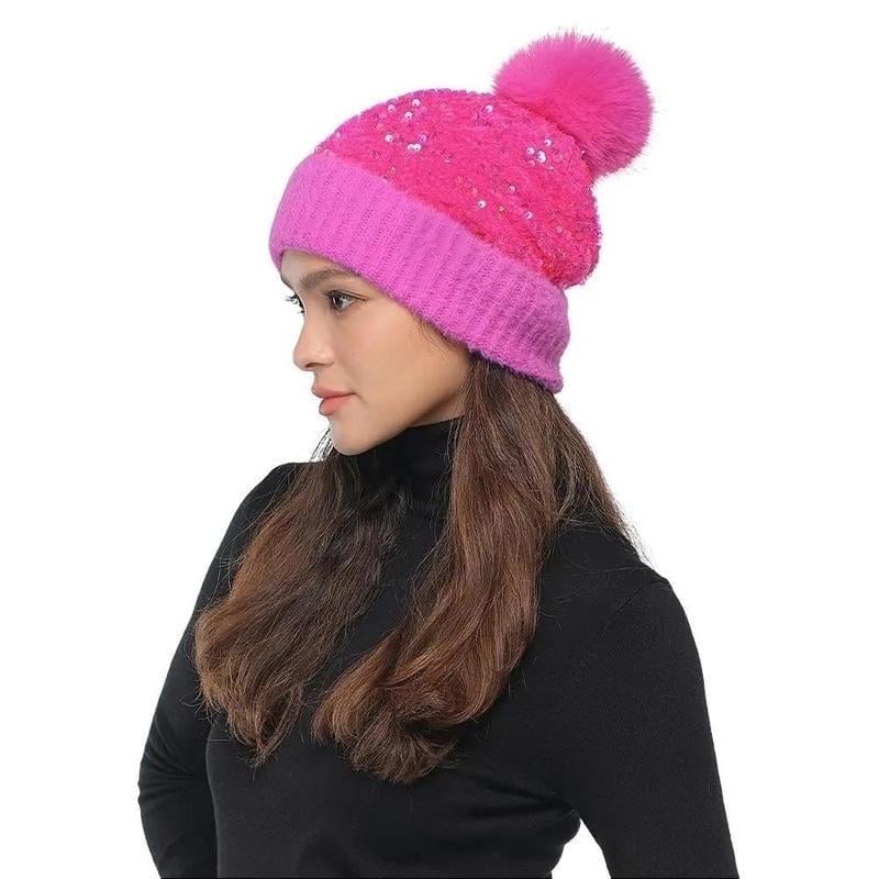 🔥Last Day 50% OFF - Winter Sparkly Sequin Pom Beanie