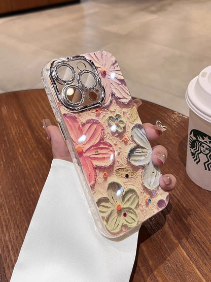 🔥Colorful Retro Oil Painting Print Flower Apple Phone Case