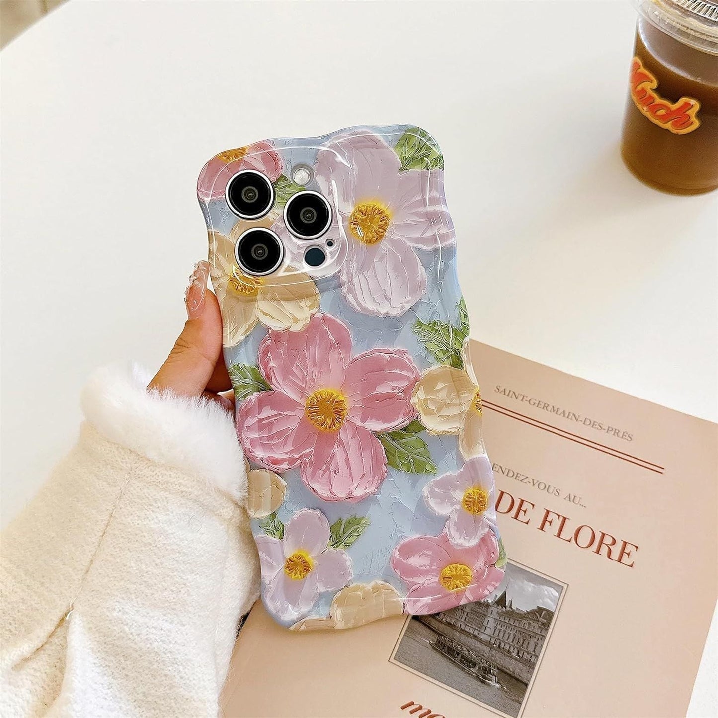 🔥Colorful Retro Oil Painting Print Flower Apple Phone Case