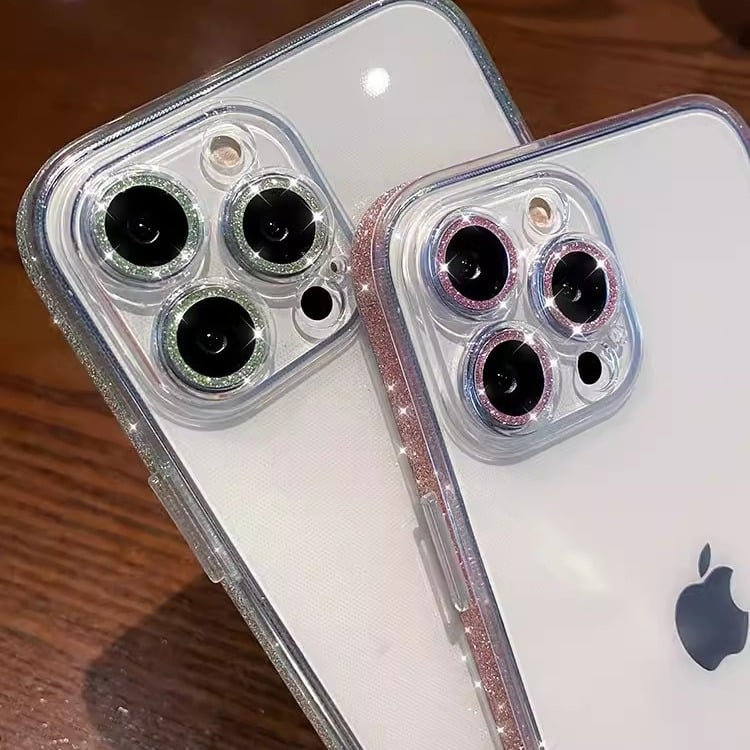 Side Sparkly Clear iPhone Case With Camera Protector
