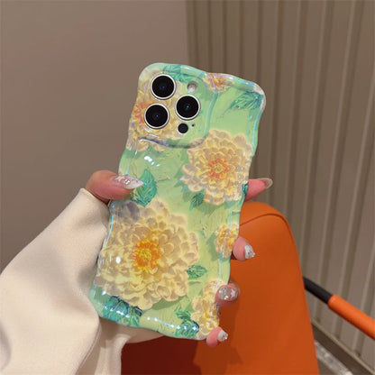 🔥Colorful Retro Oil Painting Print Flower Apple Phone Case