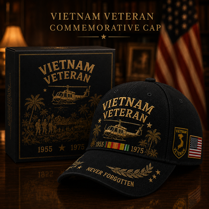 🇺🇸🎖️ Vietnam Veteran 1955–1975 Memorial Embroidered Cap- BUY 2 FREE SHIPPING