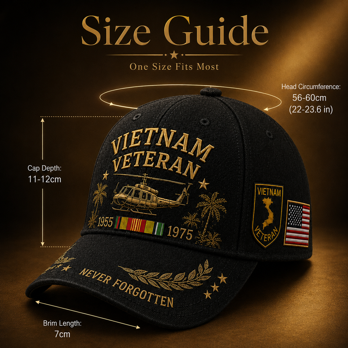 🇺🇸🎖️ Vietnam Veteran 1955–1975 Memorial Embroidered Cap- BUY 2 FREE SHIPPING