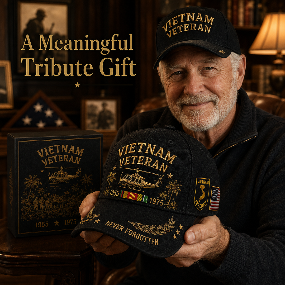 🇺🇸🎖️ Vietnam Veteran 1955–1975 Memorial Embroidered Cap- BUY 2 FREE SHIPPING