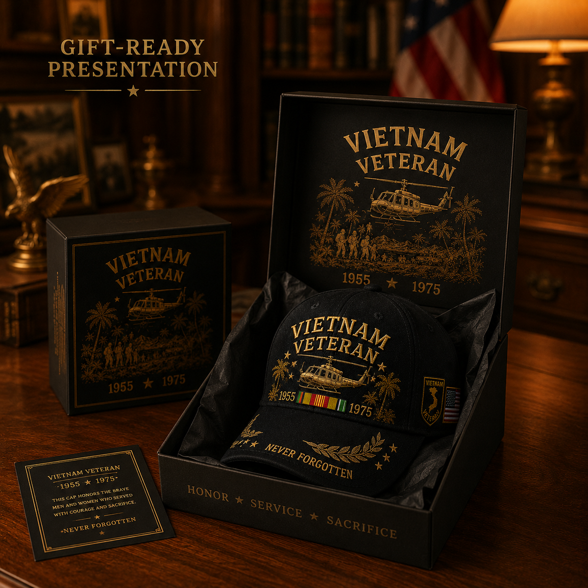 🇺🇸🎖️ Vietnam Veteran 1955–1975 Memorial Embroidered Cap- BUY 2 FREE SHIPPING