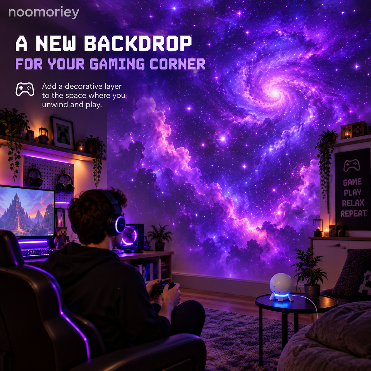 🎮 Pixel Fantasy Scene Projector – Ambient Decor for Gaming Rooms