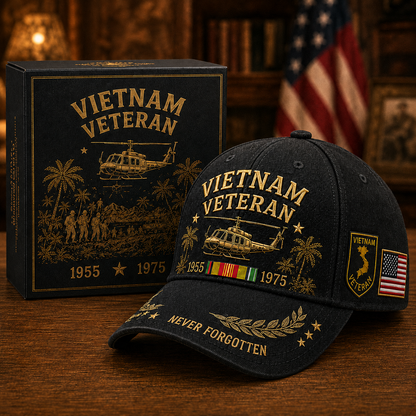 🇺🇸🎖️ Vietnam Veteran 1955–1975 Memorial Embroidered Cap- BUY 2 FREE SHIPPING