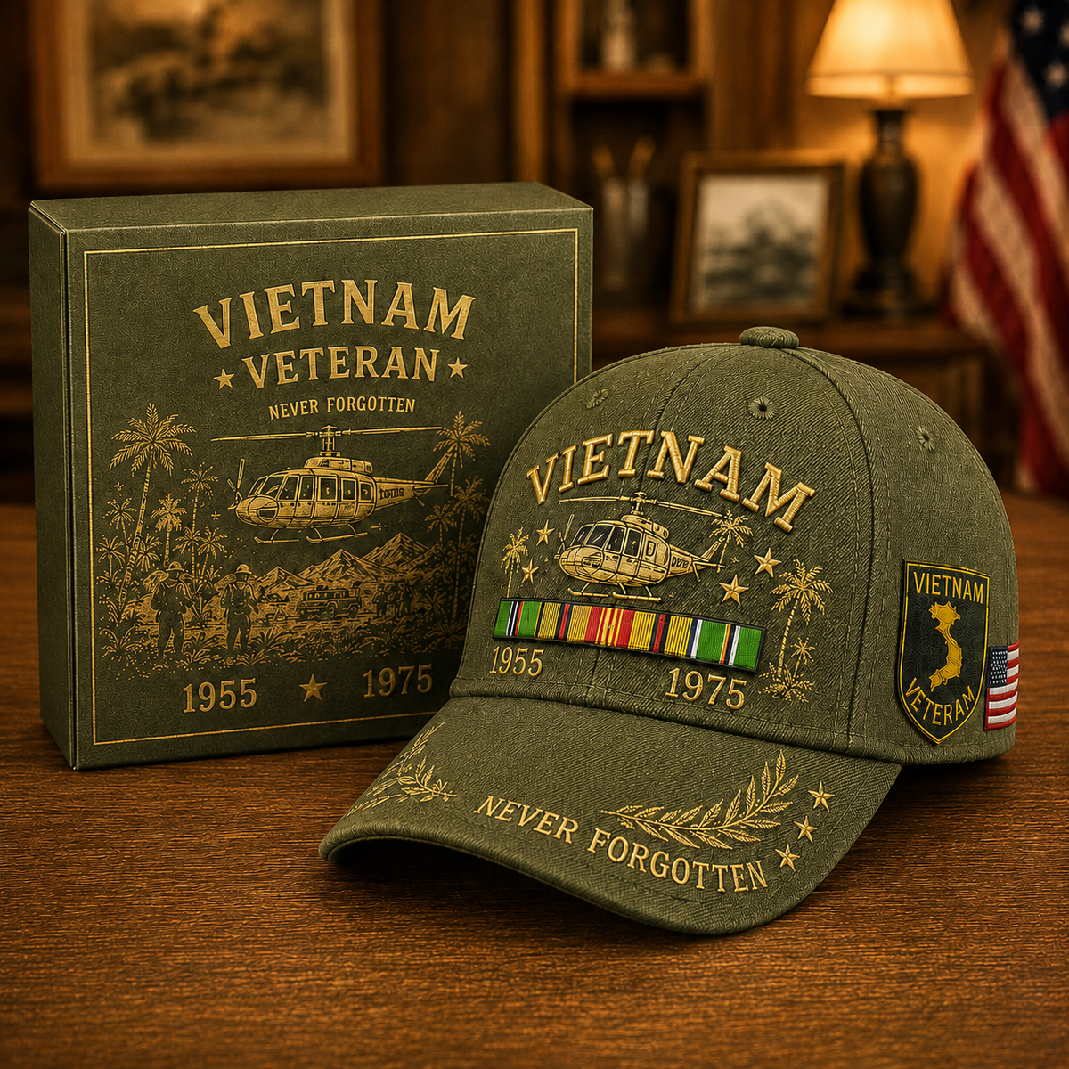 🇺🇸🎖️ Vietnam Veteran 1955–1975 Memorial Embroidered Cap- BUY 2 FREE SHIPPING