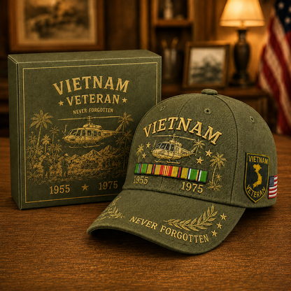 🇺🇸🎖️ Vietnam Veteran 1955–1975 Memorial Embroidered Cap- BUY 2 FREE SHIPPING