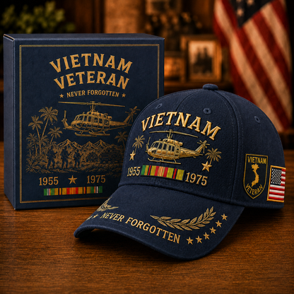 🇺🇸🎖️ Vietnam Veteran 1955–1975 Memorial Embroidered Cap- BUY 2 FREE SHIPPING