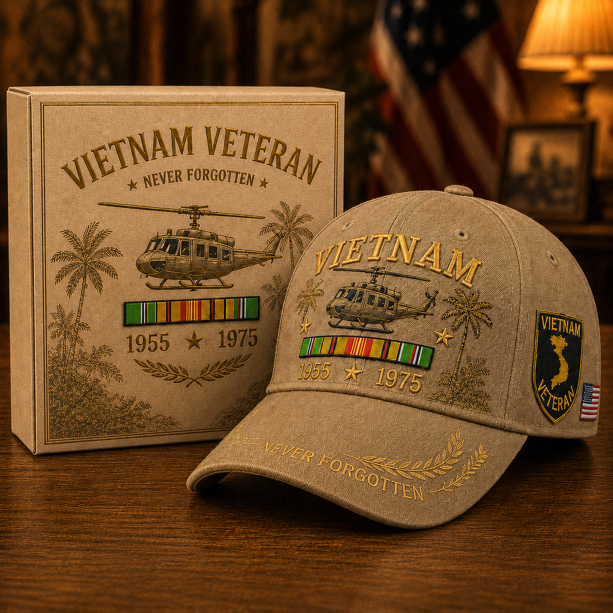 🇺🇸🎖️ Vietnam Veteran 1955–1975 Memorial Embroidered Cap- BUY 2 FREE SHIPPING