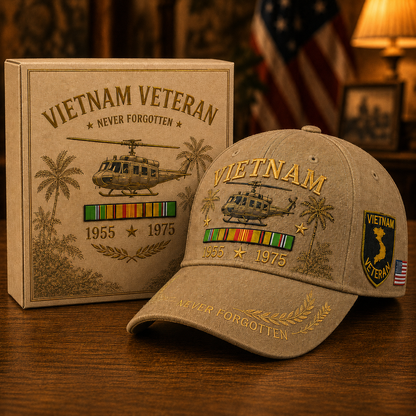 🇺🇸🎖️ Vietnam Veteran 1955–1975 Memorial Embroidered Cap- BUY 2 FREE SHIPPING