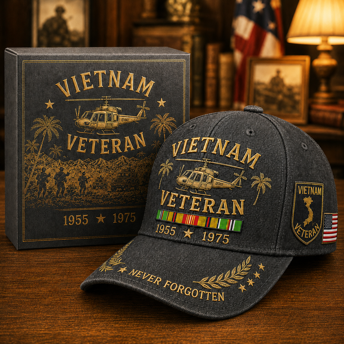 🇺🇸🎖️ Vietnam Veteran 1955–1975 Memorial Embroidered Cap- BUY 2 FREE SHIPPING