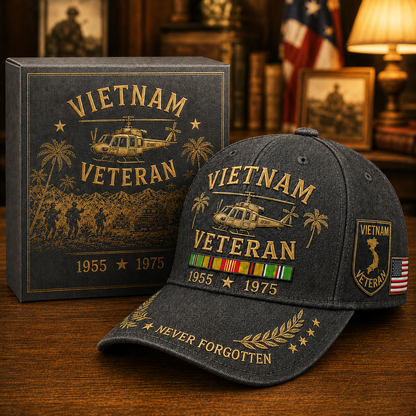 🇺🇸🎖️ Vietnam Veteran 1955–1975 Memorial Embroidered Cap- BUY 2 FREE SHIPPING
