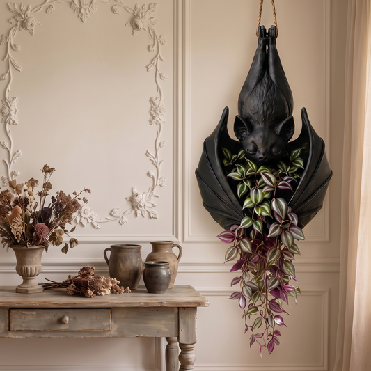 🦇 Gothic Hanging Bat Planter — Dark Botanical Wall Decor