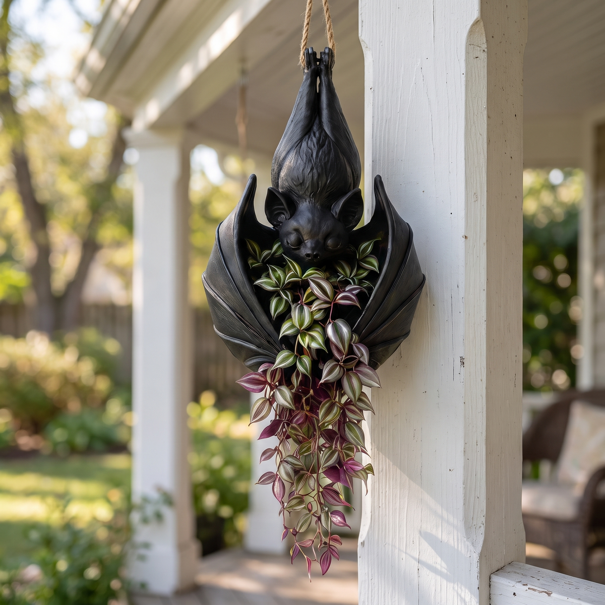 🦇 Gothic Hanging Bat Planter — Dark Botanical Wall Decor