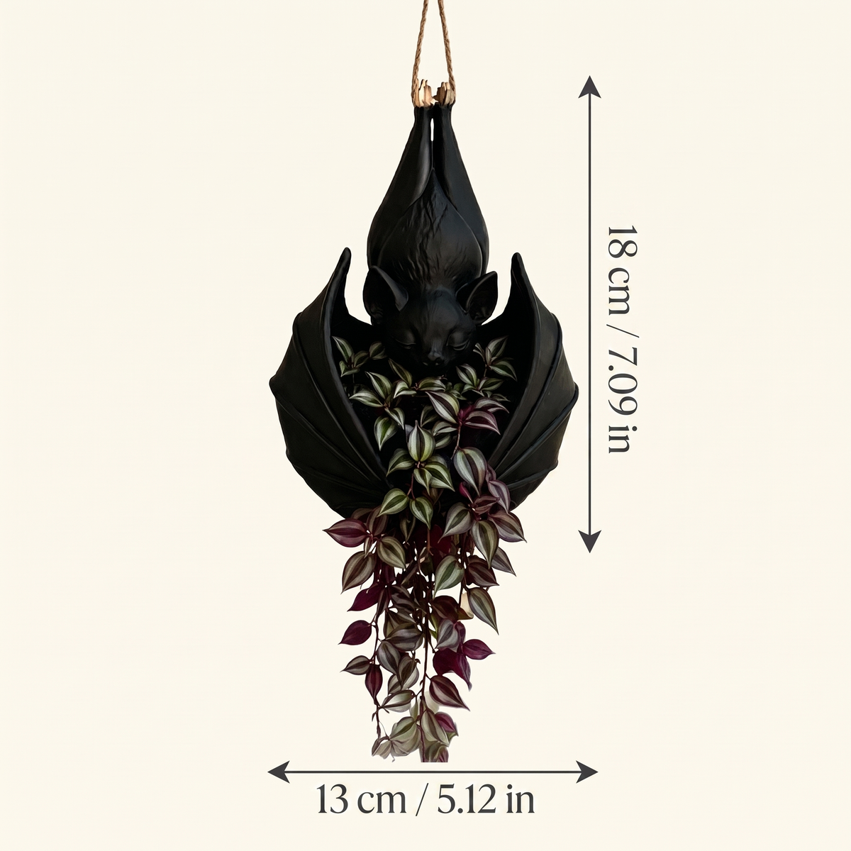 🦇 Gothic Hanging Bat Planter — Dark Botanical Wall Decor