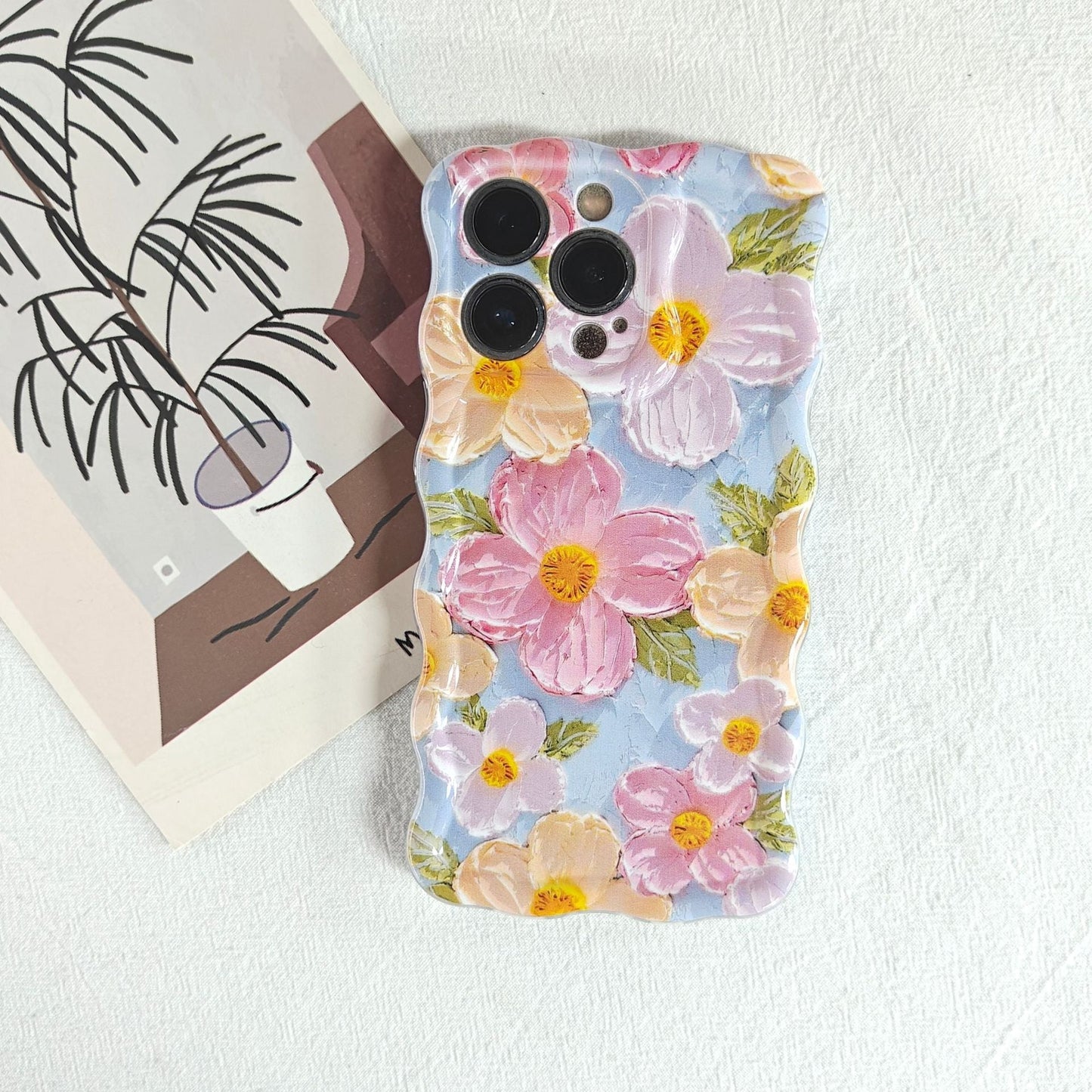🔥Colorful Retro Oil Painting Print Flower Apple Phone Case