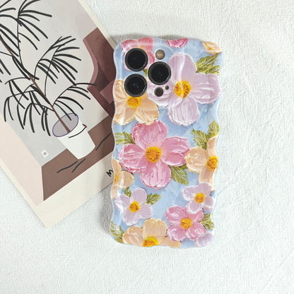 🔥Colorful Retro Oil Painting Print Flower Apple Phone Case