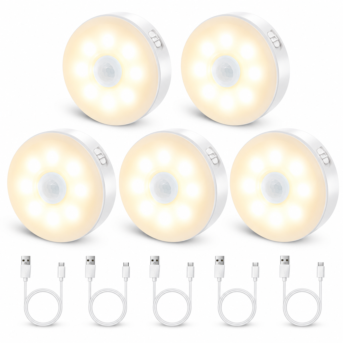 2/3/5 Pack 8LEDs Rechargeable Motion Sensor Night Lights