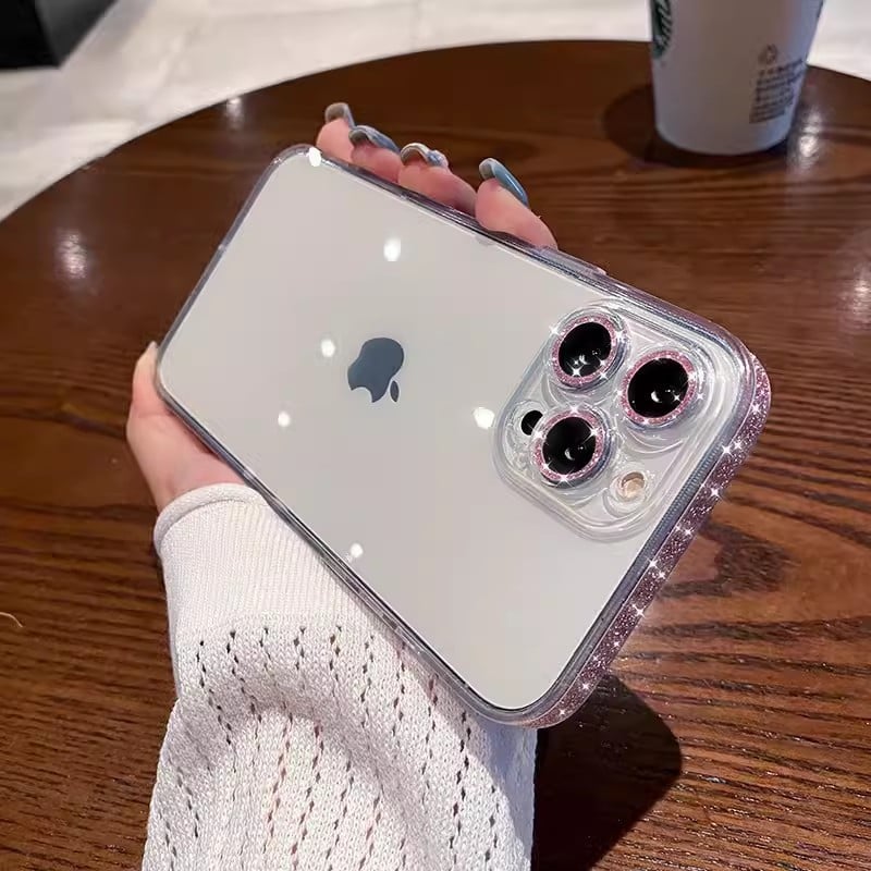 Side Sparkly Clear iPhone Case With Camera Protector
