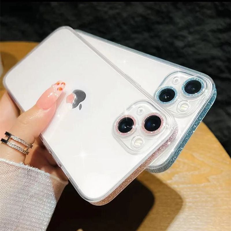 Side Sparkly Clear iPhone Case With Camera Protector