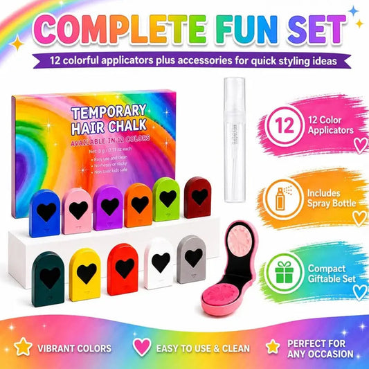 🔥 Magic Hair Chalk Set for Girls – Create Fun Temporary Hair Colors in Seconds