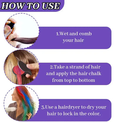 🔥 Magic Hair Chalk Set for Girls – Create Fun Temporary Hair Colors in Seconds